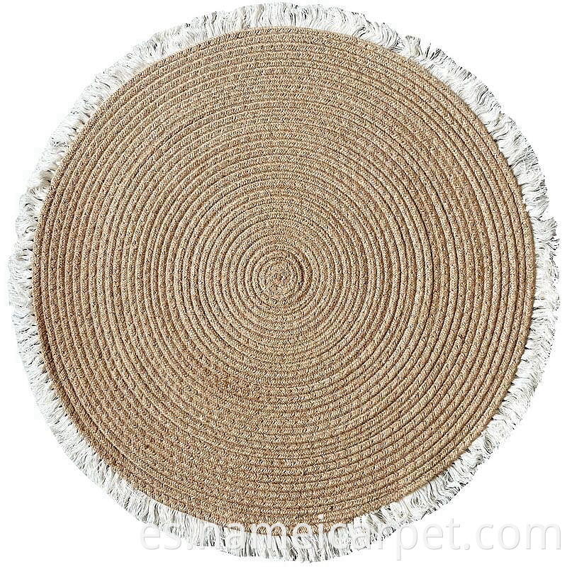 Living Room Jute Hemp Braided Woven Carpet Area Rugs Floor Mats